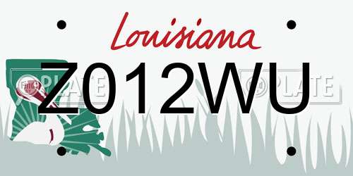Z012WU Louisiana License Plate