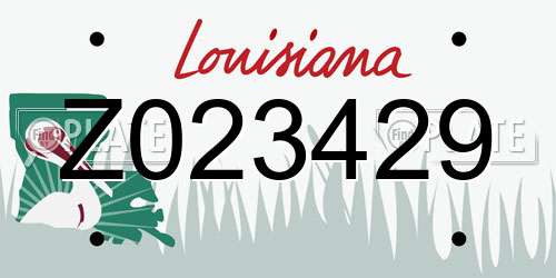 Z023429 Louisiana License Plate