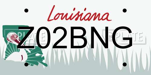 Z02BNG Louisiana License Plate