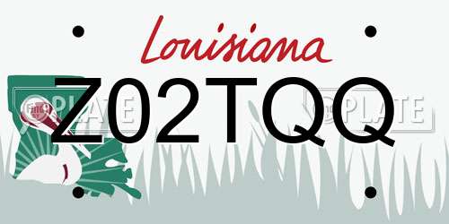 Z02TQQ Louisiana License Plate