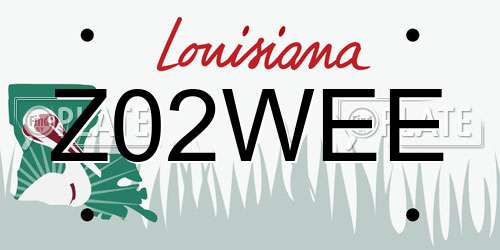 Z02WEE Louisiana License Plate