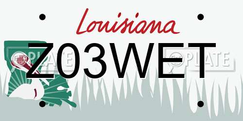 Z03WET Louisiana License Plate