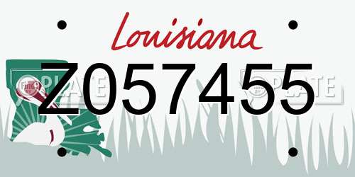 Z057455 Louisiana License Plate