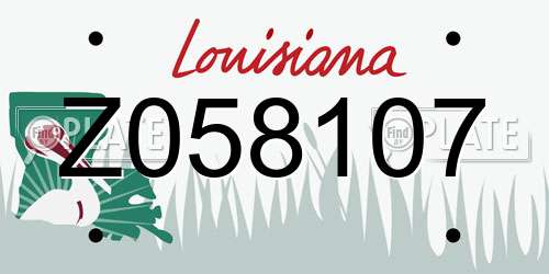Z058107 Louisiana License Plate