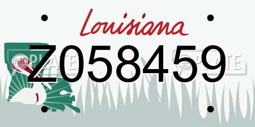 Z058459 Louisiana License Plate