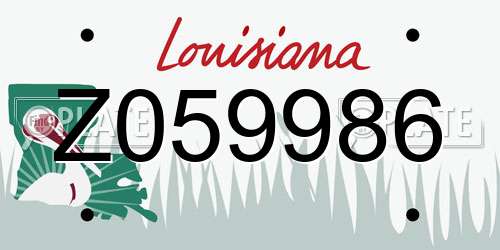 Z059986 Louisiana License Plate