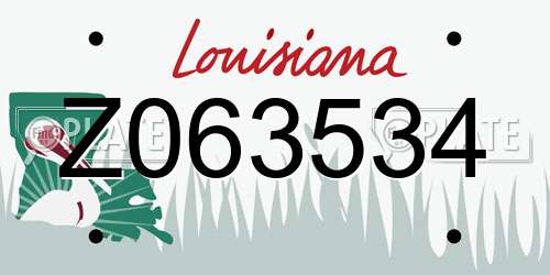 Z063534 Louisiana License Plate