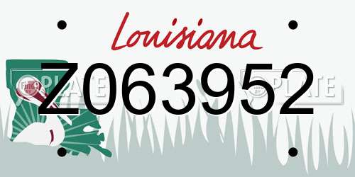 Z063952 Louisiana License Plate