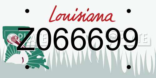 Z066699 Louisiana License Plate
