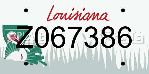 Z067386 Louisiana License Plate