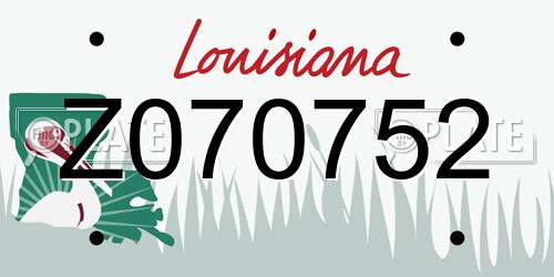 Z070752 Louisiana License Plate