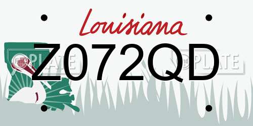 Z072QD Louisiana License Plate