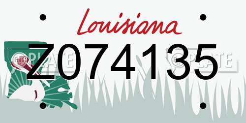 Z074135 Louisiana License Plate