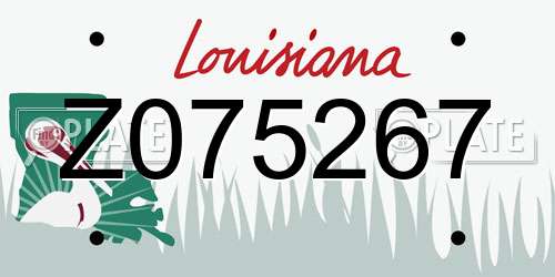 Z075267 Louisiana License Plate