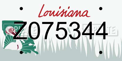 Z075344 Louisiana License Plate