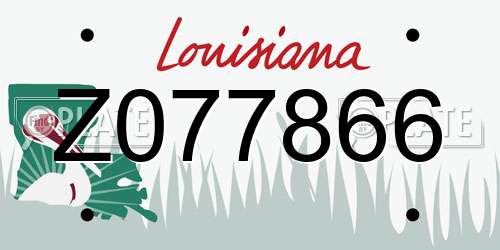 Z077866 Louisiana License Plate
