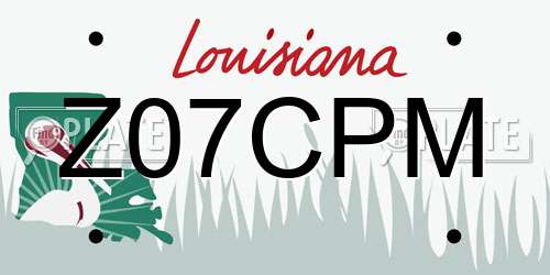Z07CPM Louisiana License Plate