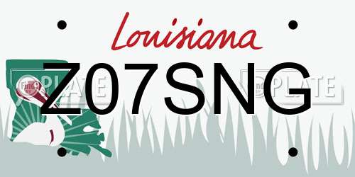 Z07SNG Louisiana License Plate