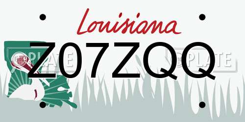 Z07ZQQ Louisiana License Plate