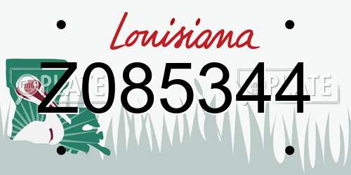 Z085344 Louisiana License Plate