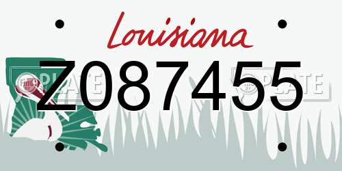 Z087455 Louisiana License Plate