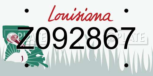 Z092867 Louisiana License Plate