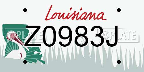 Z0983J Louisiana License Plate