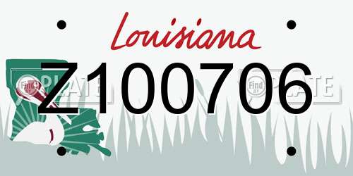 Z100706 Louisiana License Plate
