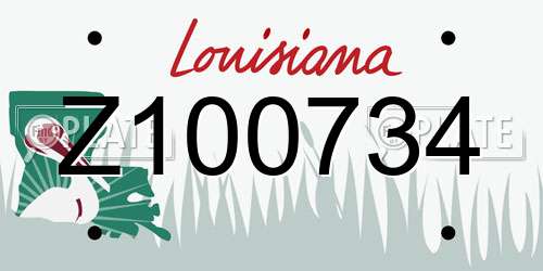 Z100734 Louisiana License Plate