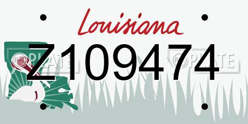 Z109474 Louisiana License Plate