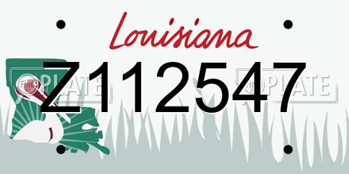 Z112547 Louisiana License Plate