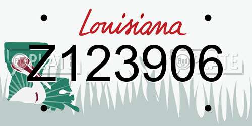 Z123906 Louisiana License Plate