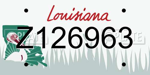 Z126963 Louisiana License Plate
