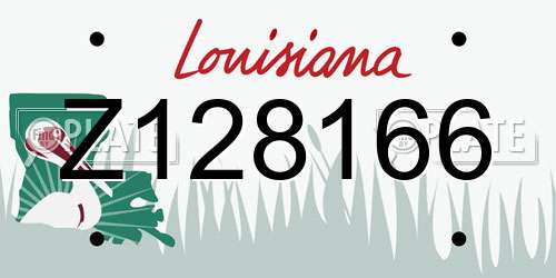 Z128166 Louisiana License Plate