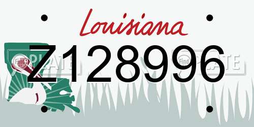 Z128996 Louisiana License Plate