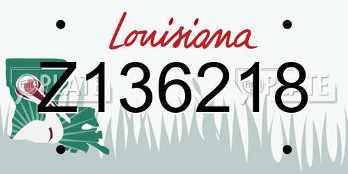 Z136218 Louisiana License Plate