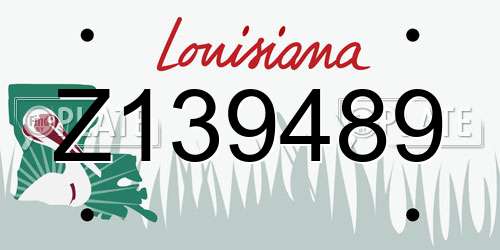Z139489 Louisiana License Plate