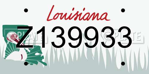 Z139933 Louisiana License Plate
