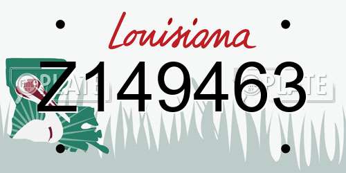 Z149463 Louisiana License Plate