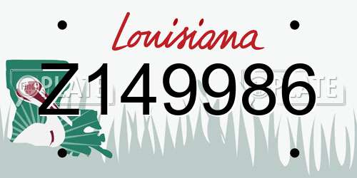 Z149986 Louisiana License Plate