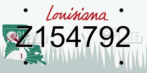 Z154792 Louisiana License Plate