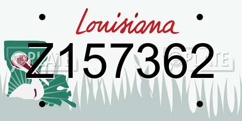 Z157362 Louisiana License Plate