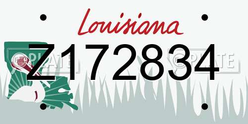 Z172834 Louisiana License Plate