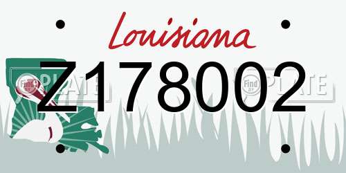 Z178002 Louisiana License Plate