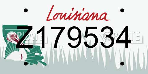 Z179534 Louisiana License Plate