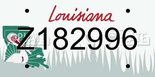 Z182996 Louisiana License Plate