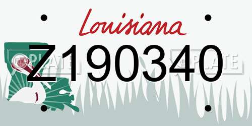 Z190340 Louisiana License Plate