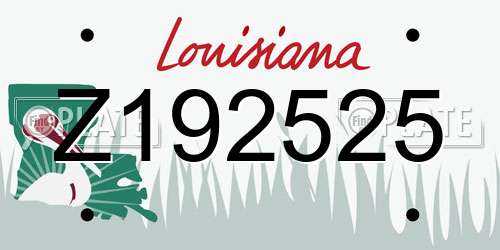 Z192525 Louisiana License Plate