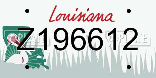 Z196612 Louisiana License Plate