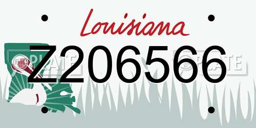 Z206566 Louisiana License Plate